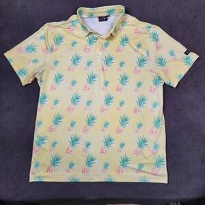 Sunday Swagger Golf Polo Shirt Mens XL Yellow Pineapple Short Sleeve Performance